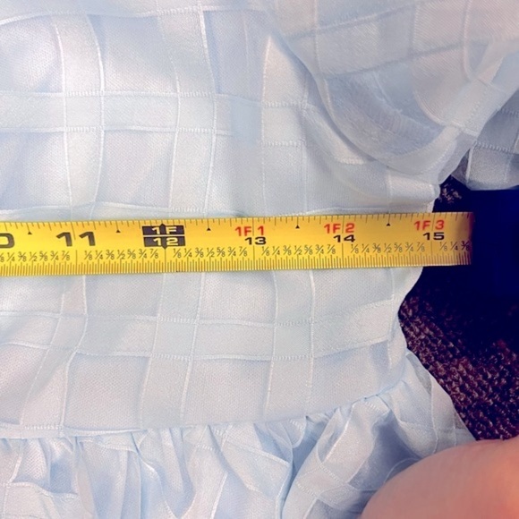 Baby Blue Checkered Puff Sleeve Mini Dress - Picture 7 of 8